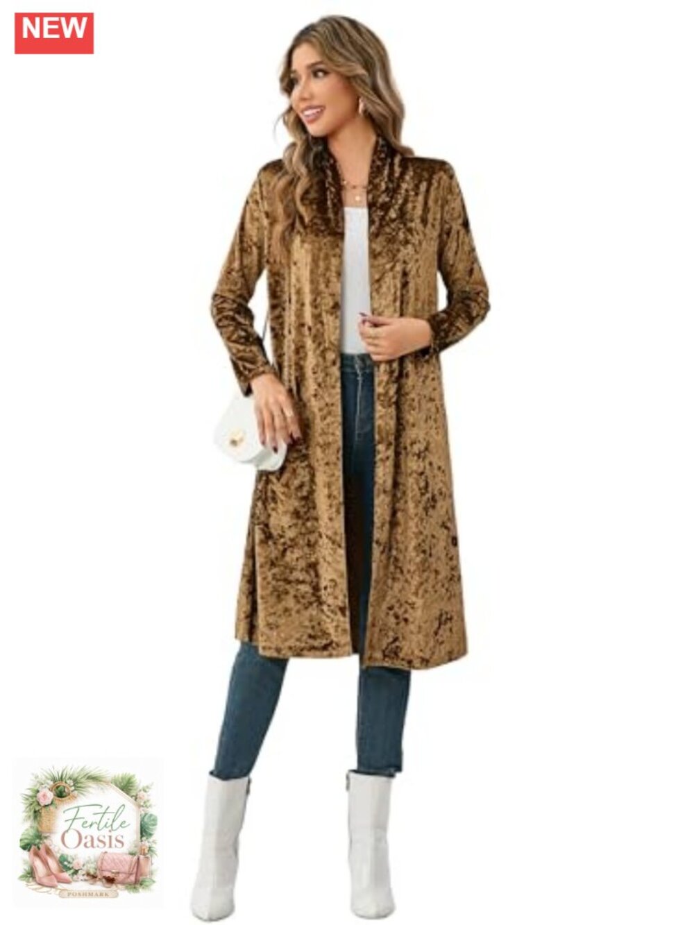Women's Velvet Long Cardigan Open Front Drape Collar Casual Coat